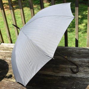 50" Auto Open Classic Italian Wood Stick Umbrella Herringbone